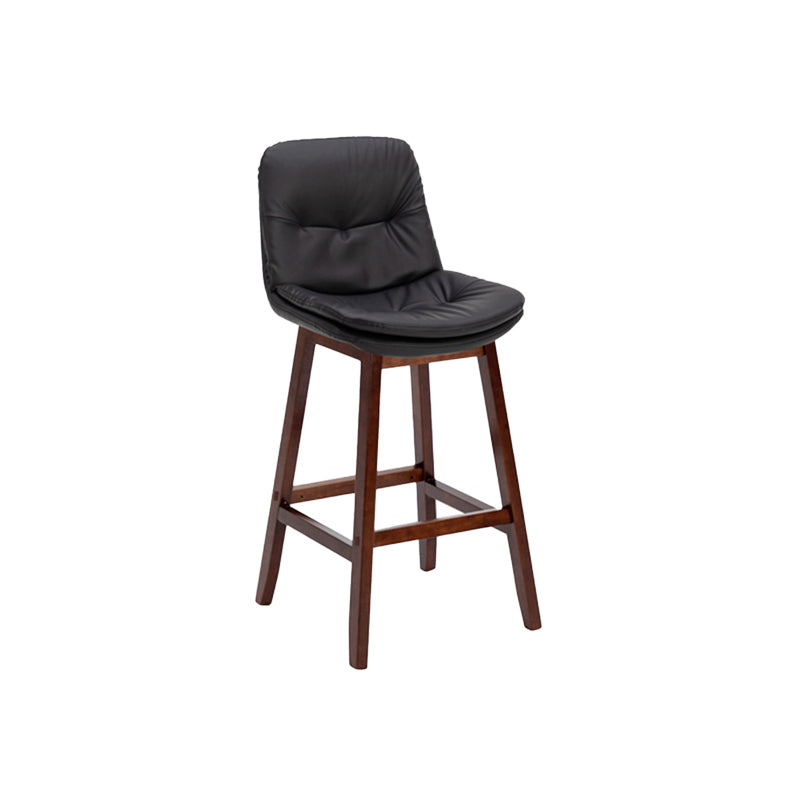 Contemporary Solid Wood Legs Faux Leather Indoor Counter Stools with Cushion