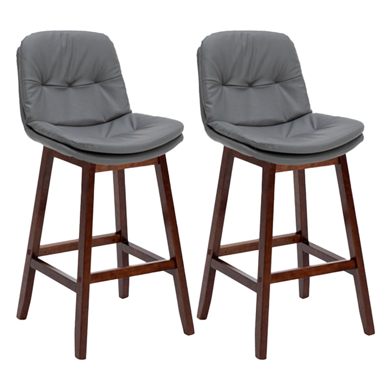 Contemporary Solid Wood Legs Faux Leather Indoor Counter Stools with Cushion