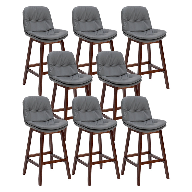 Contemporary Solid Wood Legs Faux Leather Indoor Counter Stools with Cushion