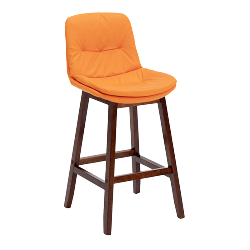 Contemporary Solid Wood Legs Faux Leather Indoor Counter Stools with Cushion