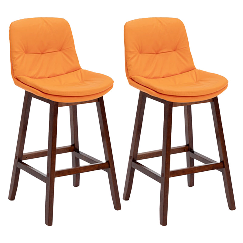 Contemporary Solid Wood Legs Faux Leather Indoor Counter Stools with Cushion