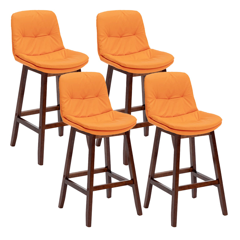 Contemporary Solid Wood Legs Faux Leather Indoor Counter Stools with Cushion