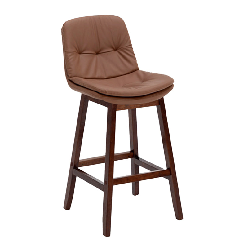 Contemporary Solid Wood Legs Faux Leather Indoor Counter Stools with Cushion