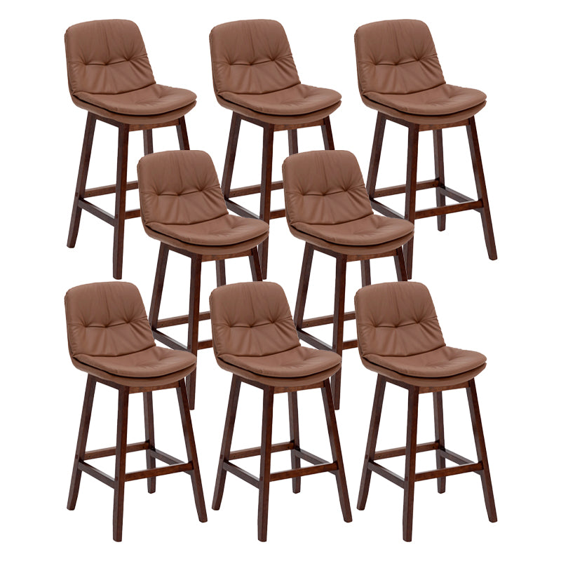 Contemporary Solid Wood Legs Faux Leather Indoor Counter Stools with Cushion