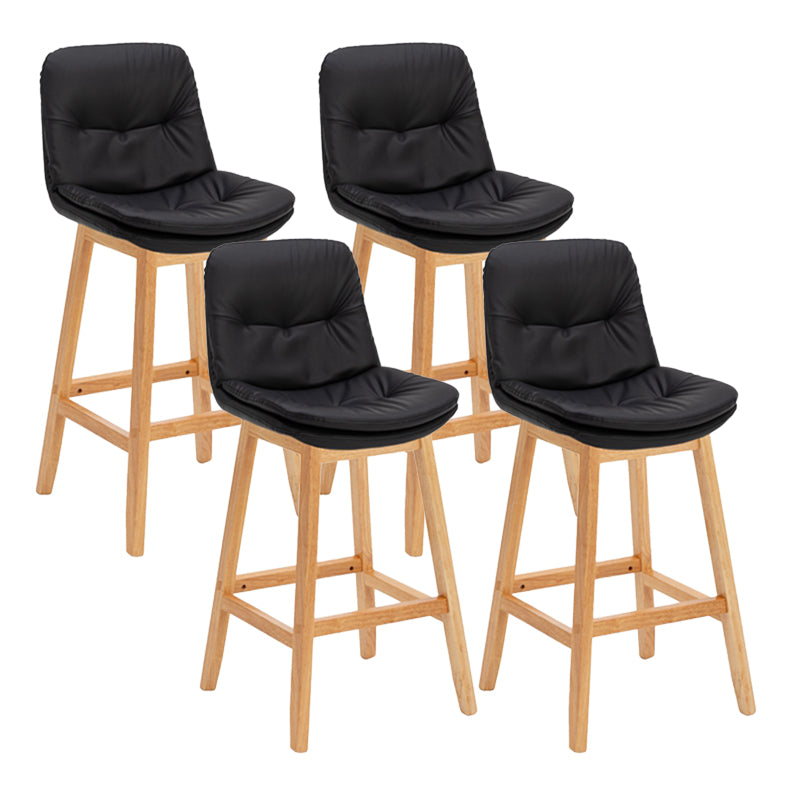 Contemporary Solid Wood Legs Faux Leather Indoor Counter Stools with Cushion