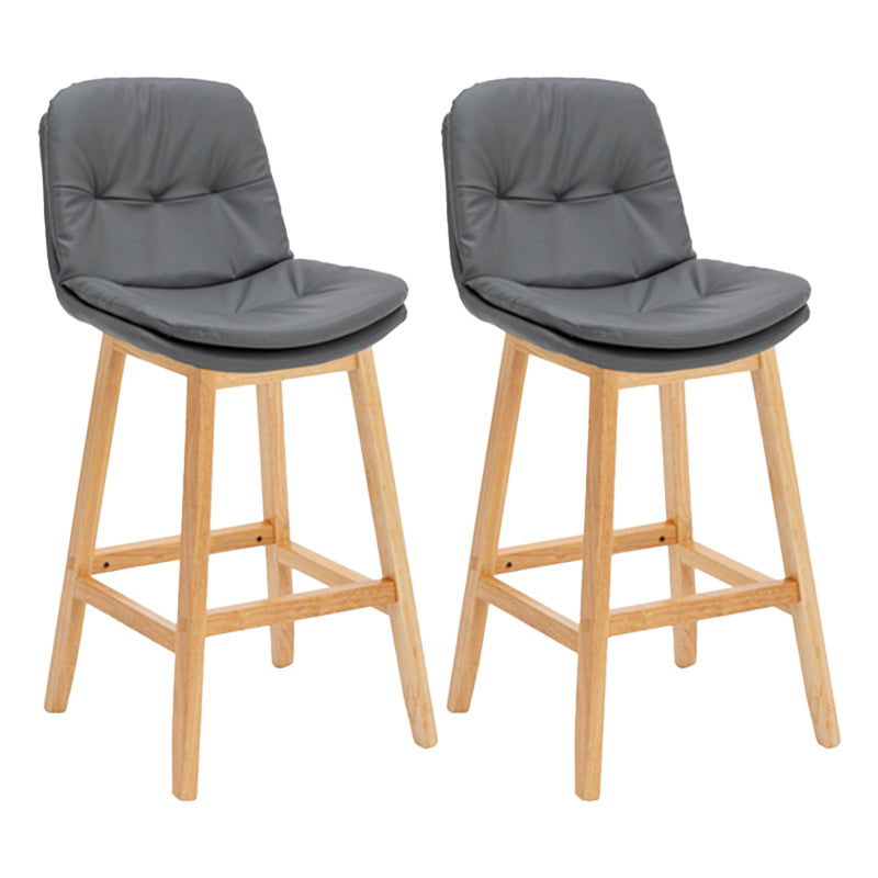 Contemporary Solid Wood Legs Faux Leather Indoor Counter Stools with Cushion