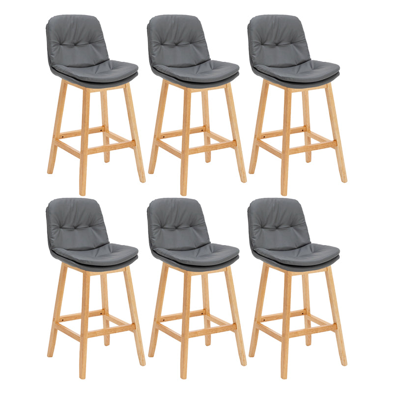 Contemporary Solid Wood Legs Faux Leather Indoor Counter Stools with Cushion