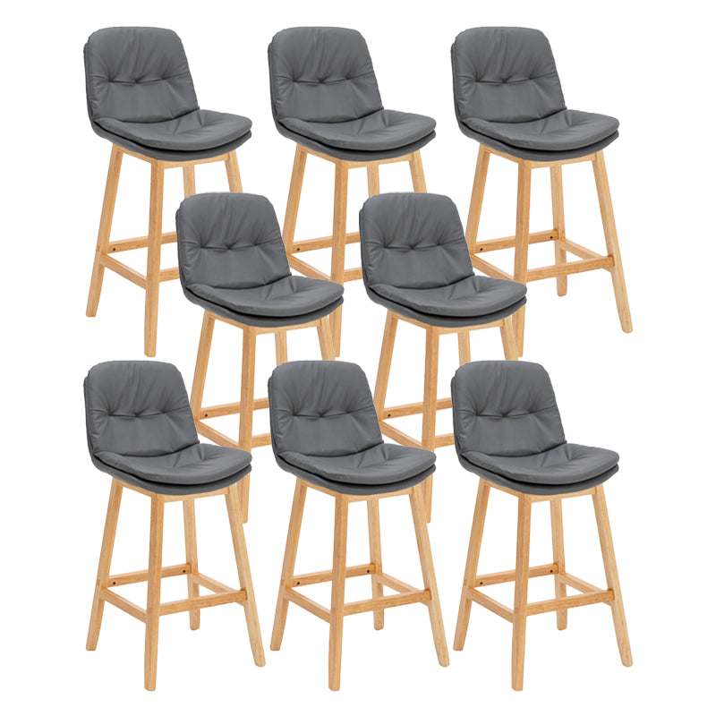Contemporary Solid Wood Legs Faux Leather Indoor Counter Stools with Cushion
