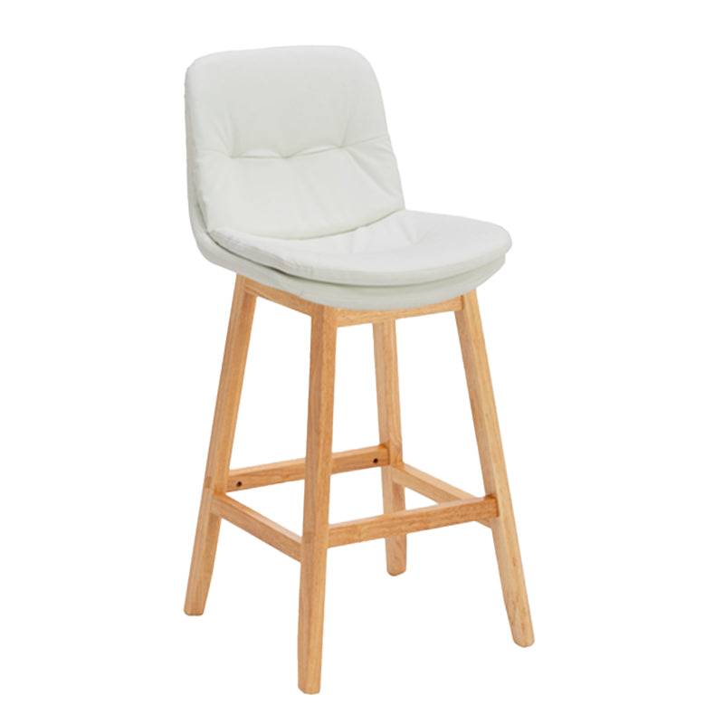 Contemporary Solid Wood Legs Faux Leather Indoor Counter Stools with Cushion