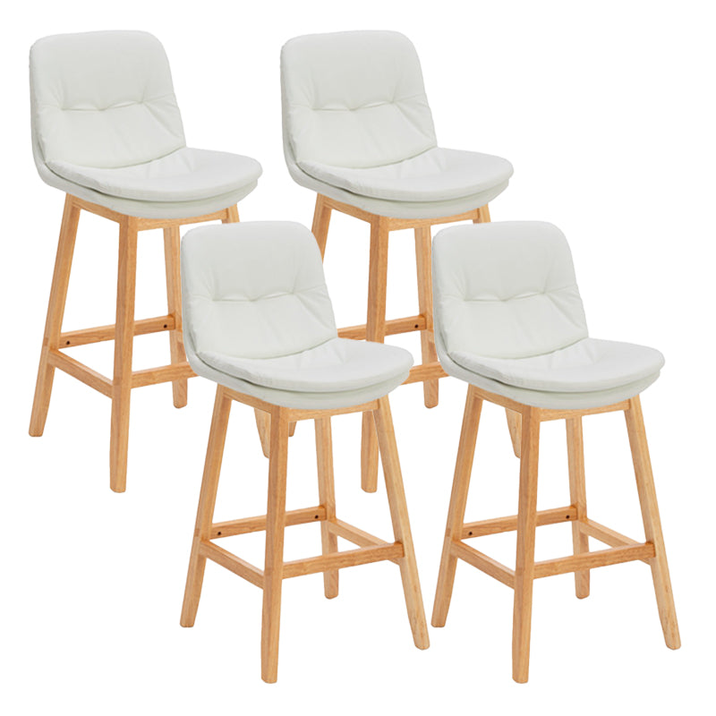 Contemporary Solid Wood Legs Faux Leather Indoor Counter Stools with Cushion