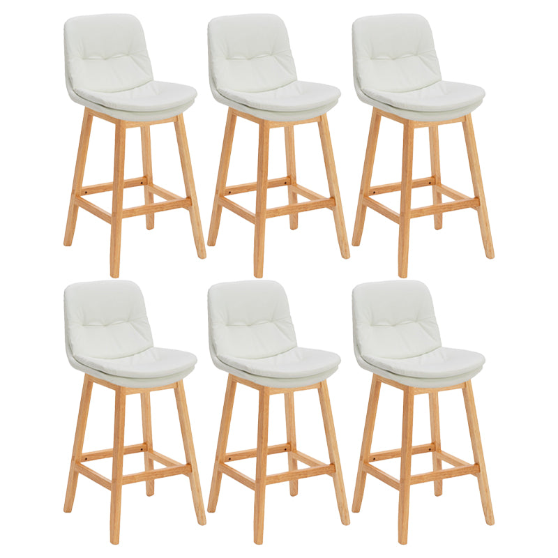 Contemporary Solid Wood Legs Faux Leather Indoor Counter Stools with Cushion