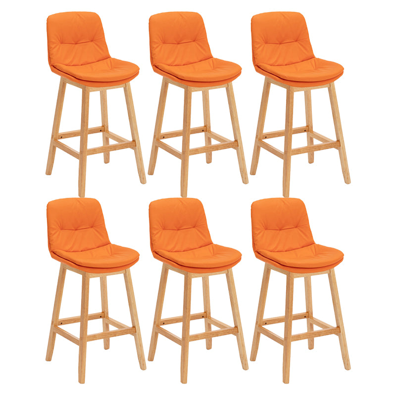 Contemporary Solid Wood Legs Faux Leather Indoor Counter Stools with Cushion
