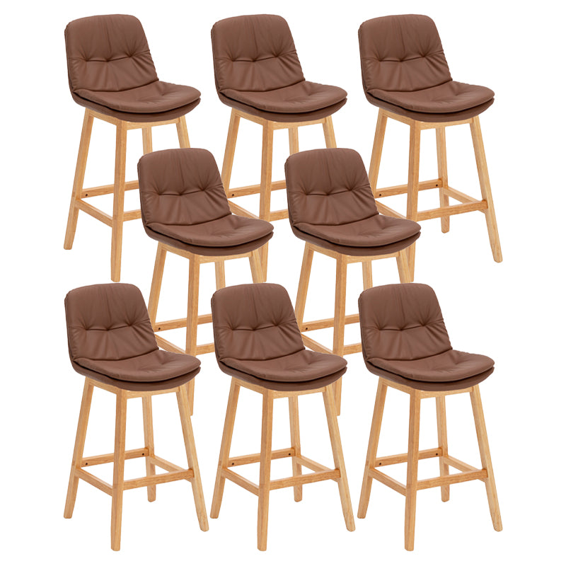 Contemporary Solid Wood Legs Faux Leather Indoor Counter Stools with Cushion