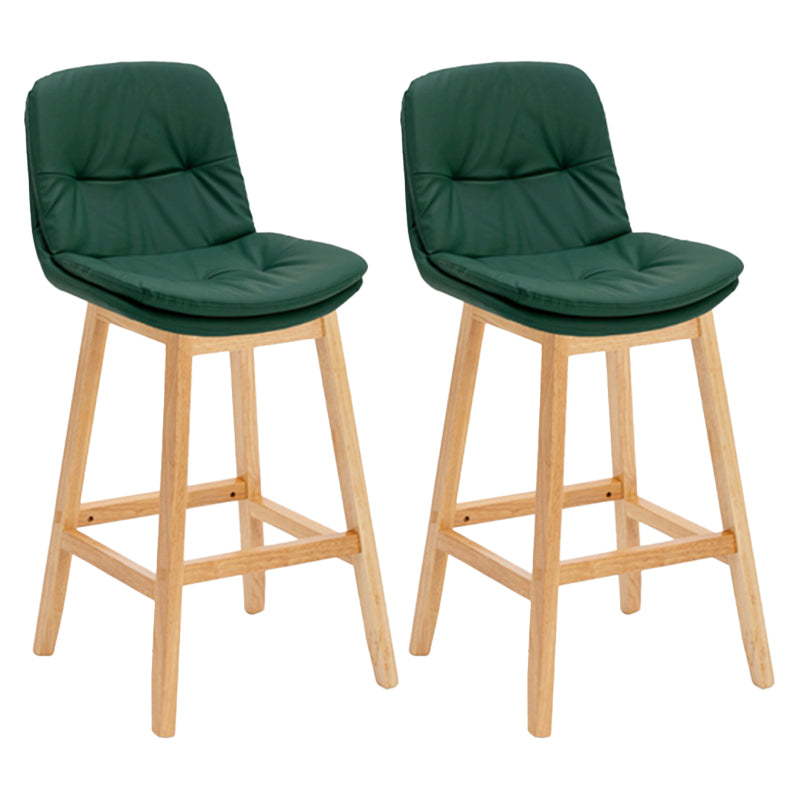 Contemporary Solid Wood Legs Faux Leather Indoor Counter Stools with Cushion