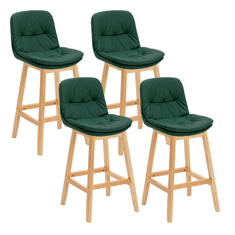 Contemporary Solid Wood Legs Faux Leather Indoor Counter Stools with Cushion