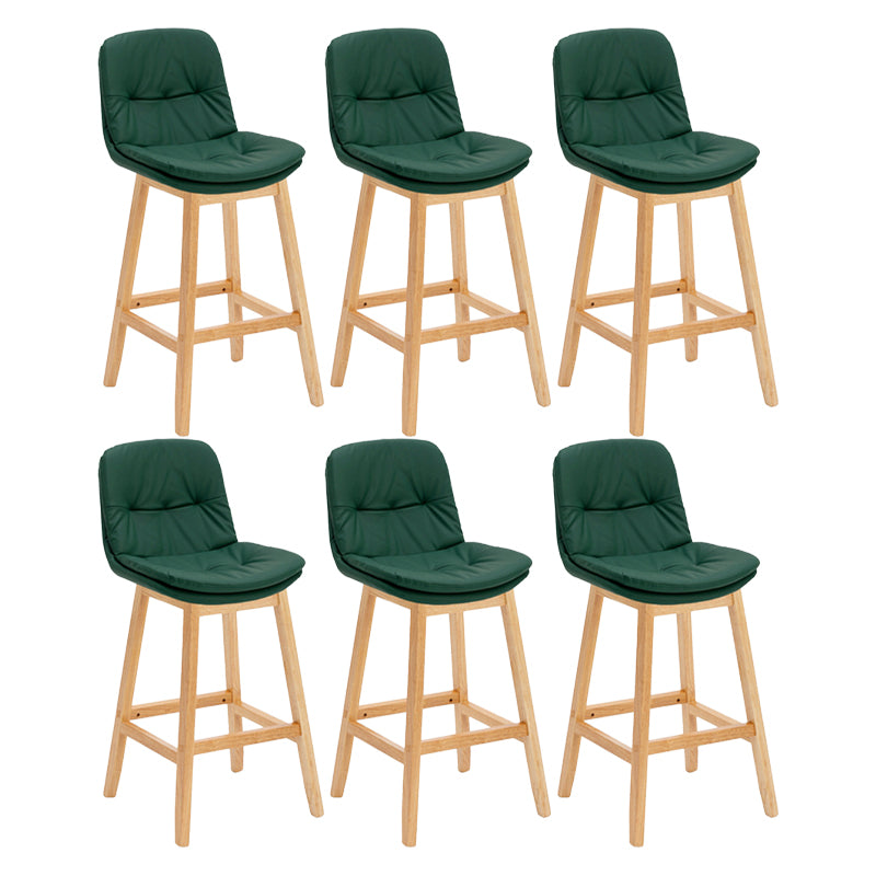 Contemporary Solid Wood Legs Faux Leather Indoor Counter Stools with Cushion