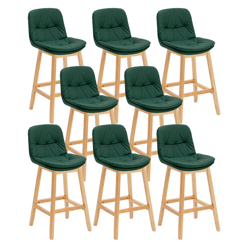 Contemporary Solid Wood Legs Faux Leather Indoor Counter Stools with Cushion