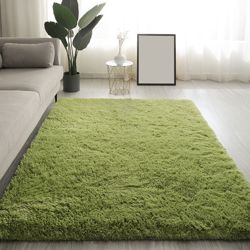 Solid Color Plush Rug Polyester Indoor Rug Non-slip Carpet for Living Room and Bedroom