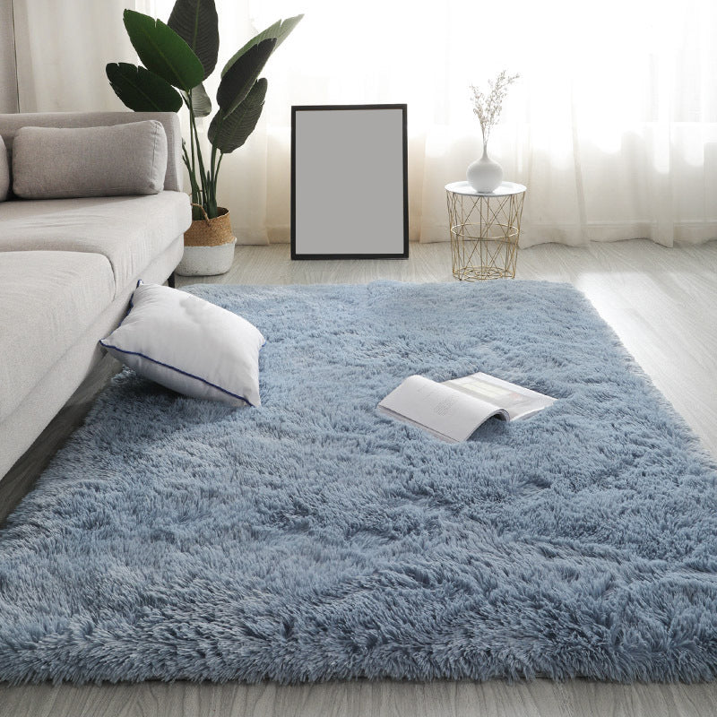 Solid Color Plush Rug Polyester Indoor Rug Non-slip Carpet for Living Room and Bedroom