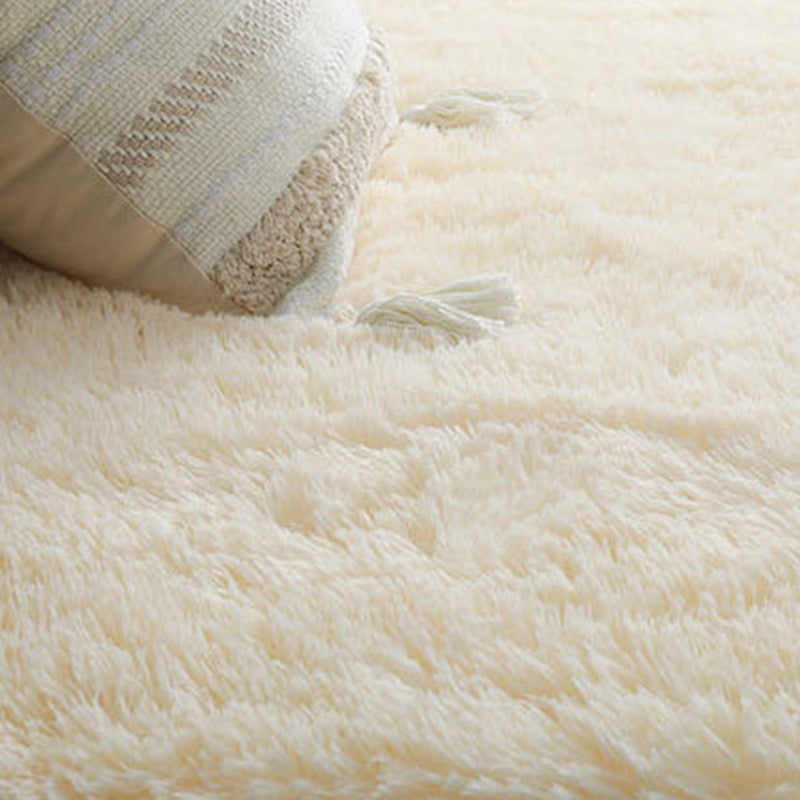 Solid Color Plush Rug Polyester Indoor Rug Non-slip Carpet for Living Room and Bedroom
