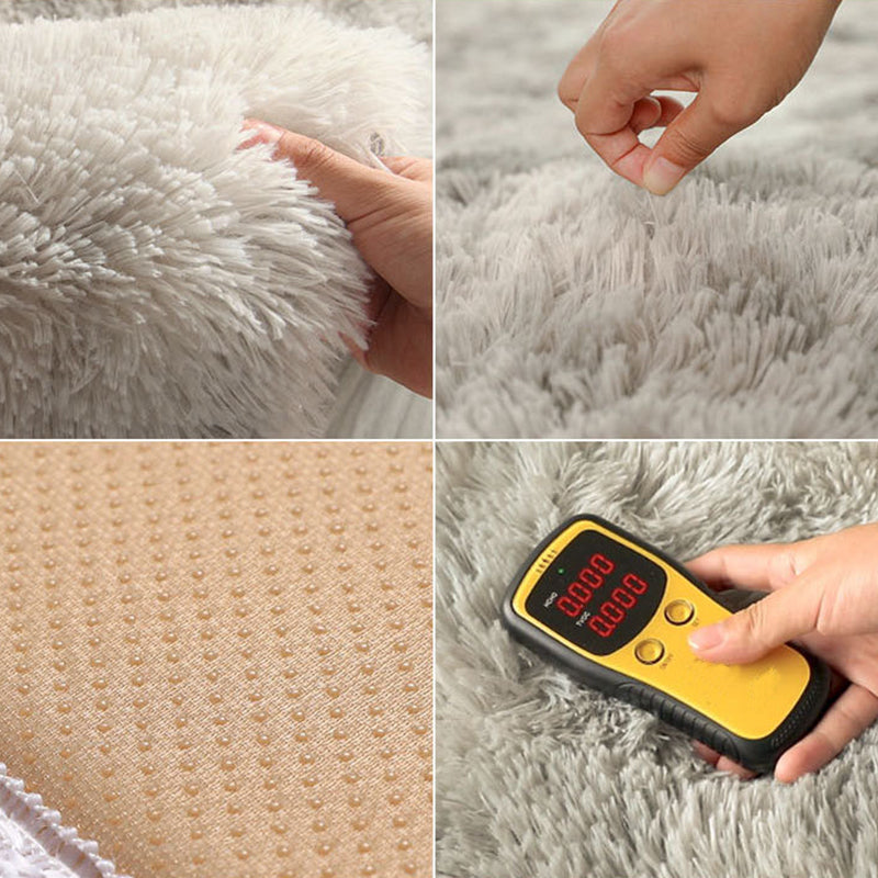 Solid Color Plush Rug Polyester Indoor Rug Non-slip Carpet for Living Room and Bedroom