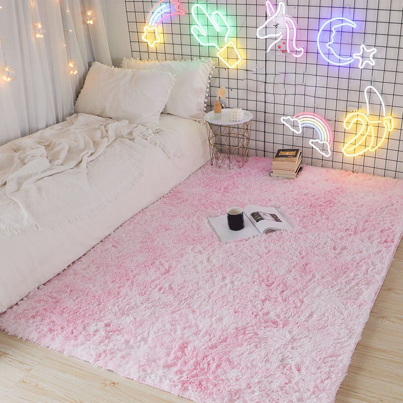 Romantic Solid Color Rug Plush Indoor Rug Non-slip Area Carpet for Bedroom