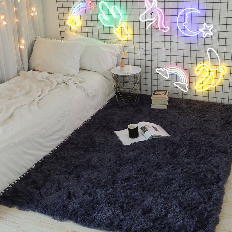 Romantic Solid Color Rug Plush Indoor Rug Non-slip Area Carpet for Bedroom