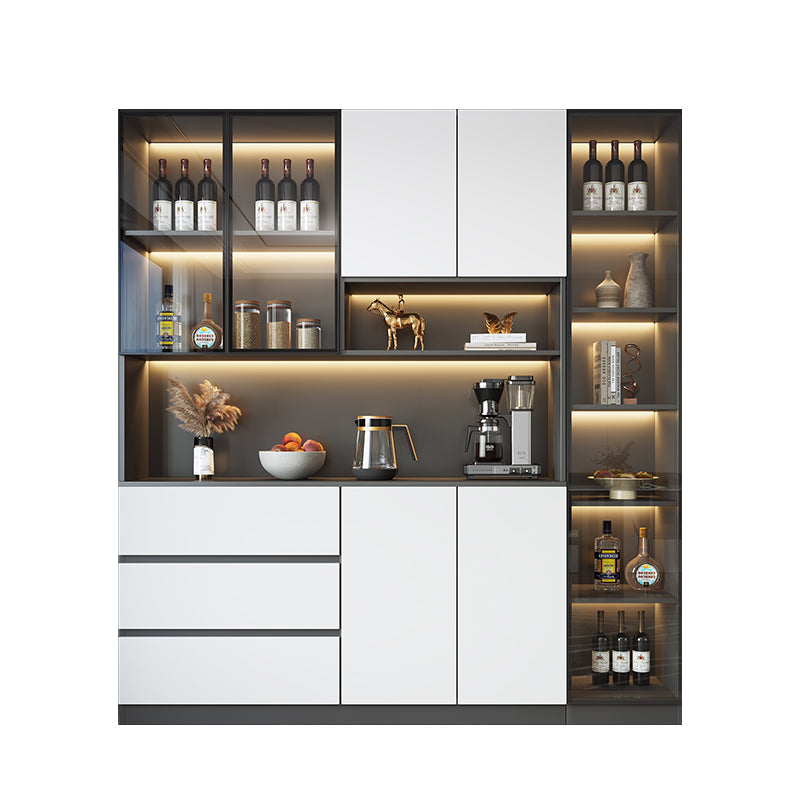 Modern Glass Adjustable Shelving Doors Wood Sideboard Cabinet with Cabinets and Drawers