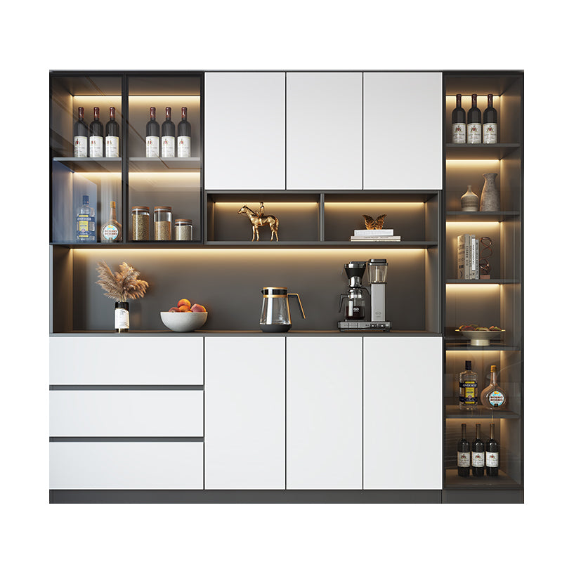 Modern Glass Adjustable Shelving Doors Wood Sideboard Cabinet with Cabinets and Drawers