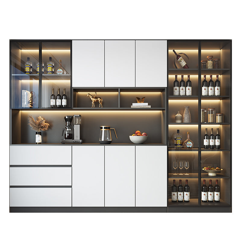 Modern Glass Adjustable Shelving Doors Wood Sideboard Cabinet with Cabinets and Drawers