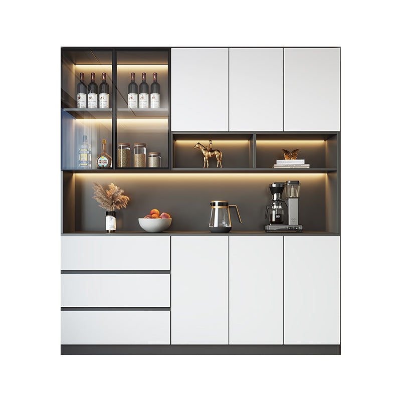 Modern Glass Adjustable Shelving Doors Wood Sideboard Cabinet with Cabinets and Drawers