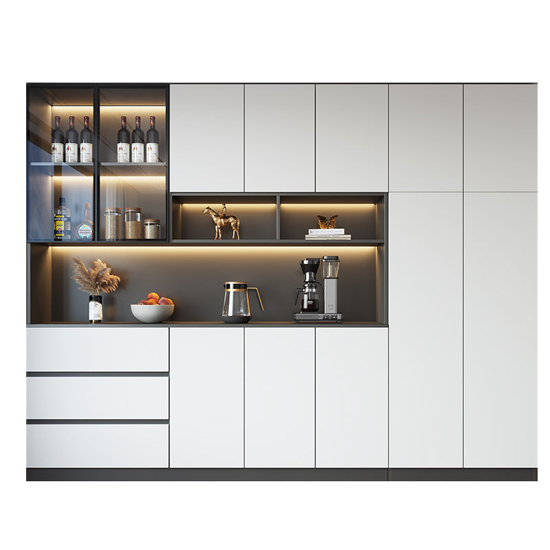 Modern Glass Adjustable Shelving Doors Wood Sideboard Cabinet with Cabinets and Drawers