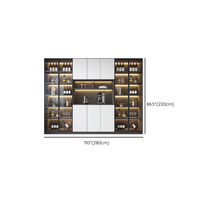 Modern Glass Adjustable Shelving Doors Wood Sideboard Cabinet with Cabinets and Drawers