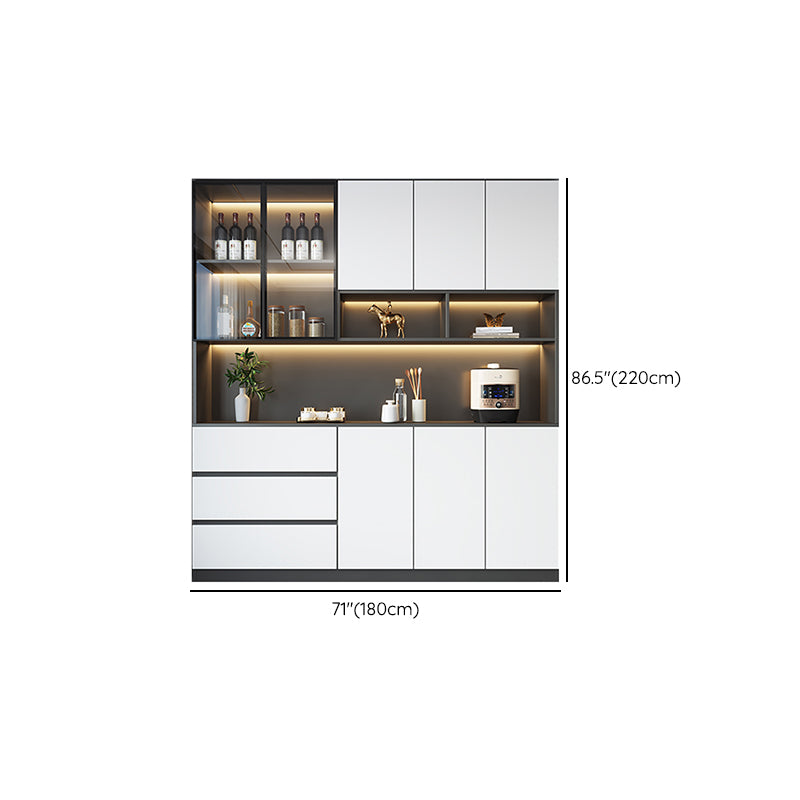 Modern Glass Adjustable Shelving Doors Wood Sideboard Cabinet with Cabinets and Drawers