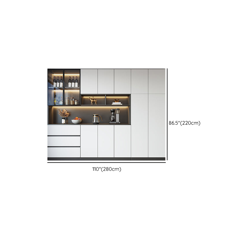 Modern Glass Adjustable Shelving Doors Wood Sideboard Cabinet with Cabinets and Drawers