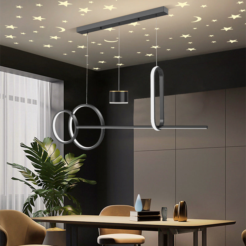 5 Lights Metal Geometric Island Ceiling Light Simple in Black/Gold