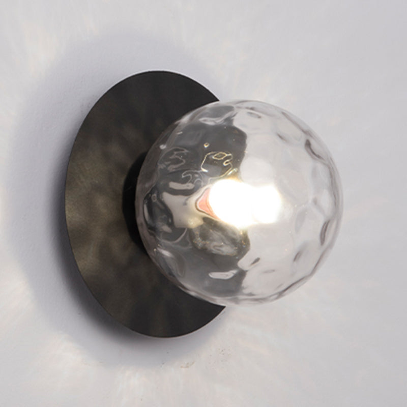 1-Light Wall Mount Light Spherical with Glass Shade for Living Room