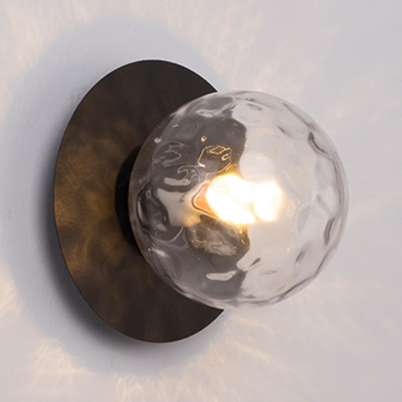 1-Light Wall Mount Light Spherical with Glass Shade for Living Room