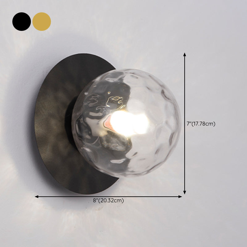 1-Light Wall Mount Light Spherical with Glass Shade for Living Room