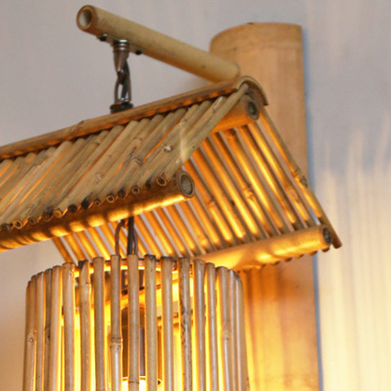 Geometric Wall Light Fixture Modern Bamboo 1 Light for Dining Room