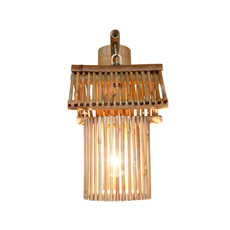 Geometric Wall Light Fixture Modern Bamboo 1 Light for Dining Room