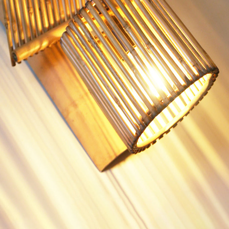 Geometric Wall Light Fixture Modern Bamboo 1 Light for Dining Room