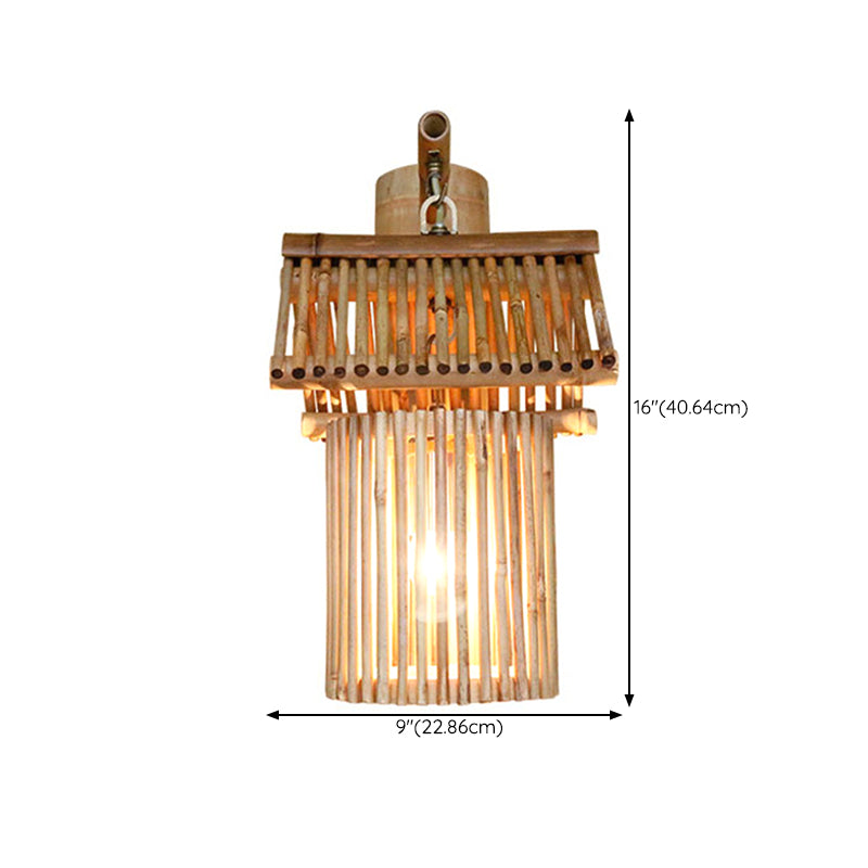 Geometric Wall Light Fixture Modern Bamboo 1 Light for Dining Room