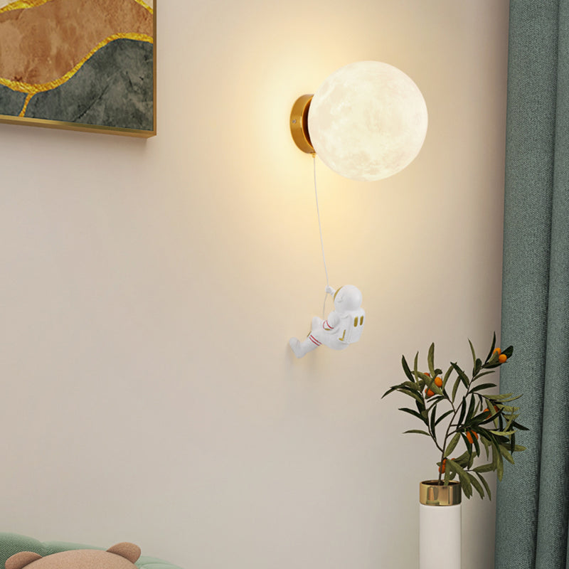 Modern Style Wall Mount Light 1-Light Spherical with Plastic Shade for Bedroom