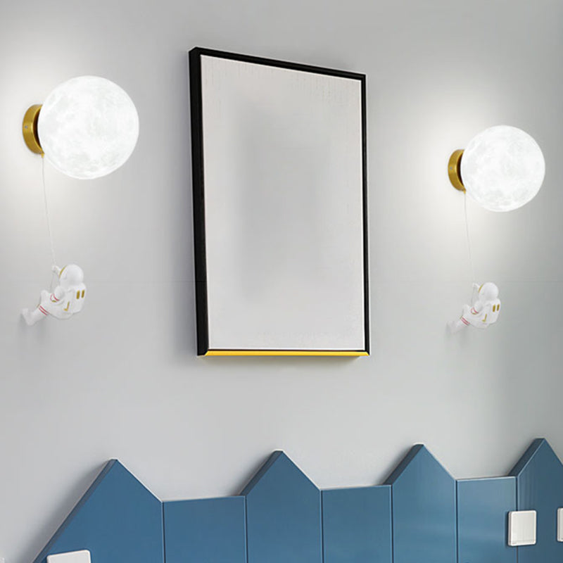 Modern Style Wall Mount Light 1-Light Spherical with Plastic Shade for Bedroom