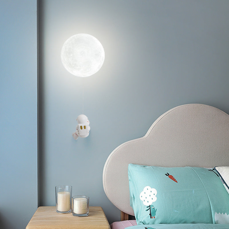 Modern Style Wall Mount Light 1-Light Spherical with Plastic Shade for Bedroom