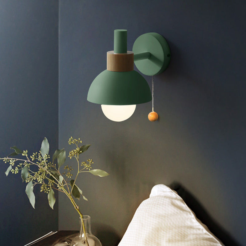 1 Light Dome Wall Sconce Lights Minimalist Metal for Bedroom