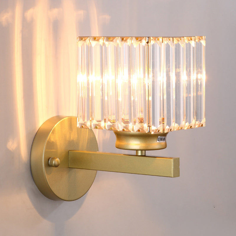1 Light Geometric Wall Mounted Lamp Simplicity Crystal in Black/Gold
