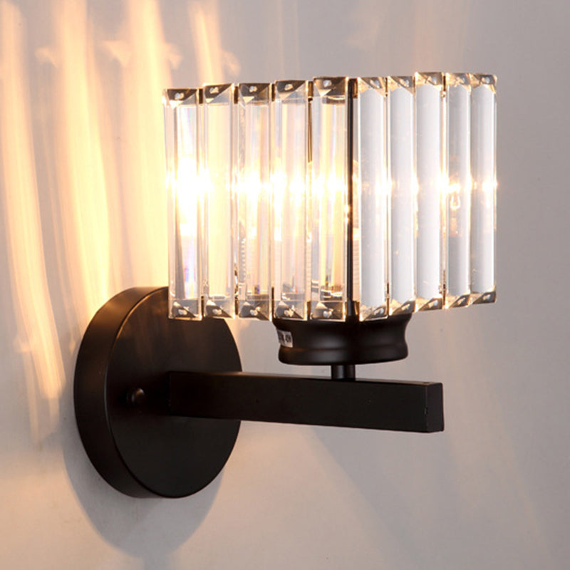 1 Light Geometric Wall Mounted Lamp Simplicity Crystal in Black/Gold