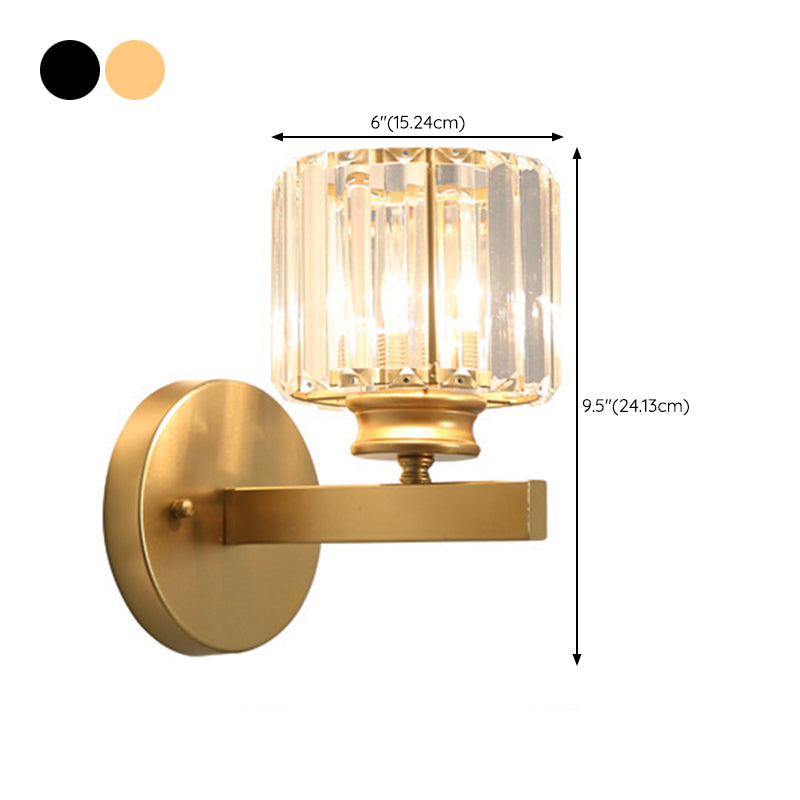 1 Light Geometric Wall Mounted Lamp Simplicity Crystal in Black/Gold